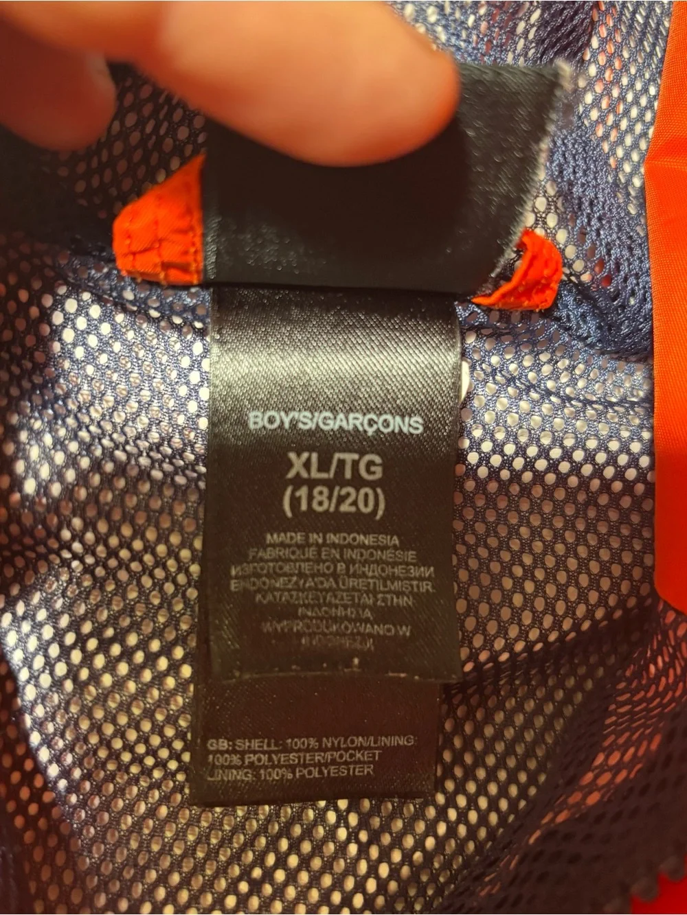 Boys XL The North Face Orange Hooded Rain Jacket